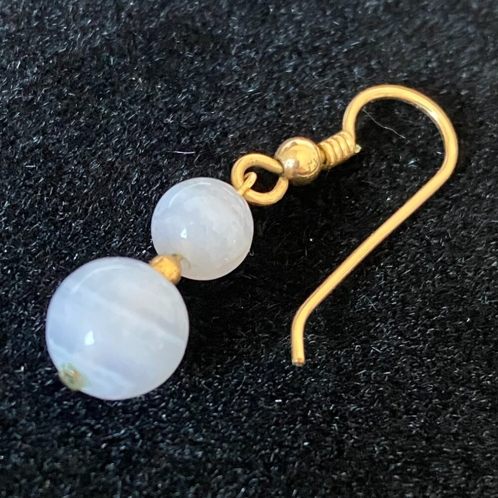 Vintage Blue Lace Agate Dangle Earrings - Picture 13 of 14